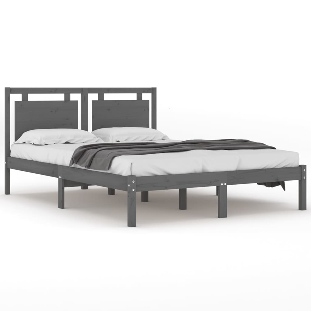 Bedframe massief hout grijs 200x200 cm is nu te koop bij PeponiXL, paradijselijk wonen!