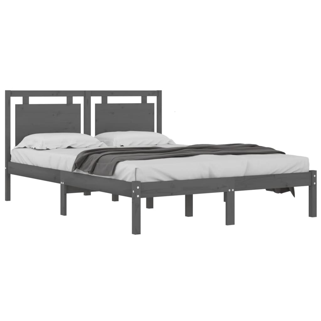 Bedframe massief hout grijs 200x200 cm is nu te koop bij PeponiXL, paradijselijk wonen!