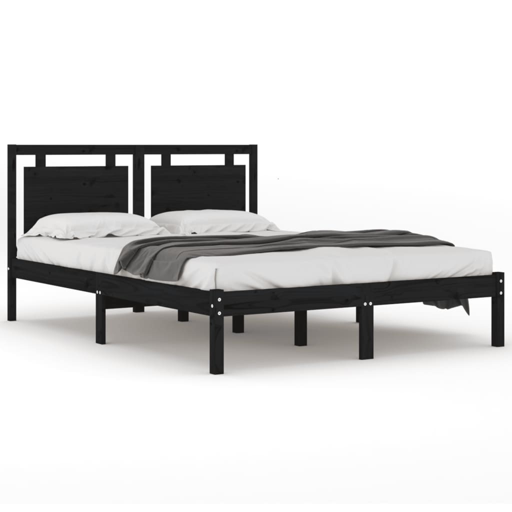 Bedframe massief hout zwart 200x200 cm is nu te koop bij PeponiXL, paradijselijk wonen!