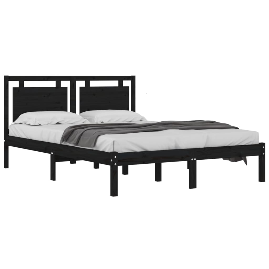 Bedframe massief hout zwart 200x200 cm is nu te koop bij PeponiXL, paradijselijk wonen!