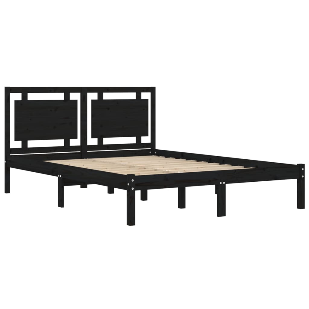 Bedframe massief hout zwart 200x200 cm is nu te koop bij PeponiXL, paradijselijk wonen!