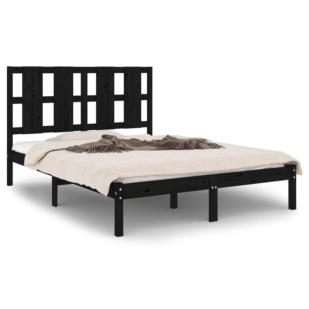 Bedframe massief grenenhout zwart 140x190 cm is nu te koop bij PeponiXL, paradijselijk wonen!