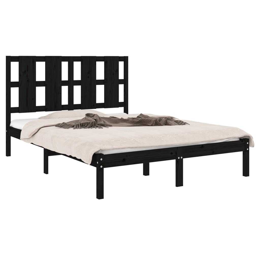 Bedframe massief grenenhout zwart 140x190 cm is nu te koop bij PeponiXL, paradijselijk wonen!