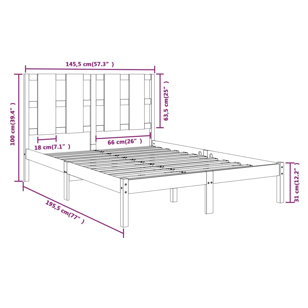 Bedframe massief grenenhout zwart 140x190 cm is nu te koop bij PeponiXL, paradijselijk wonen!