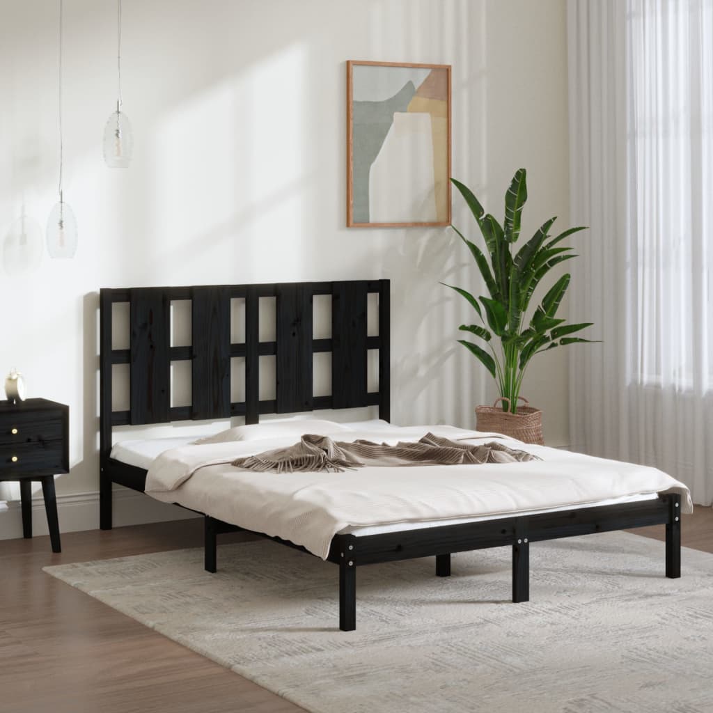 Bedframe massief grenenhout zwart 140x190 cm is nu te koop bij PeponiXL, paradijselijk wonen!