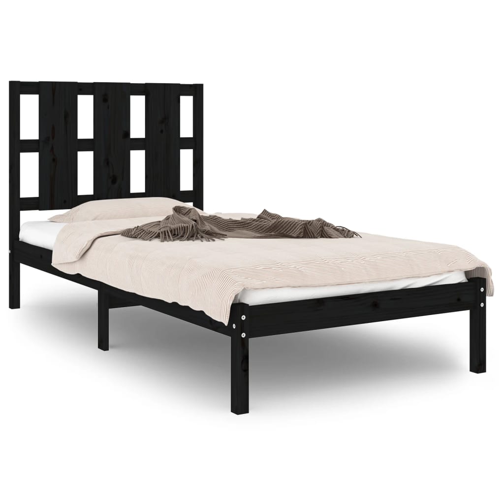 Bedframe massief grenenhout zwart 100x200 cm is nu te koop bij PeponiXL, paradijselijk wonen!