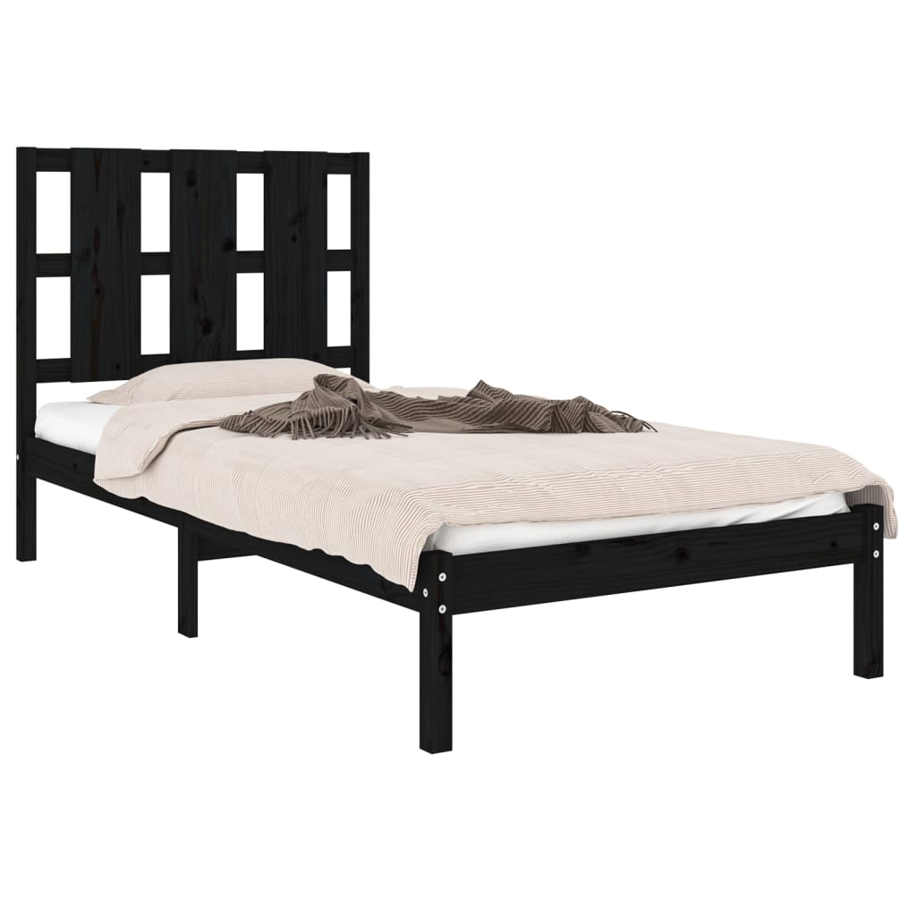 Bedframe massief grenenhout zwart 100x200 cm is nu te koop bij PeponiXL, paradijselijk wonen!
