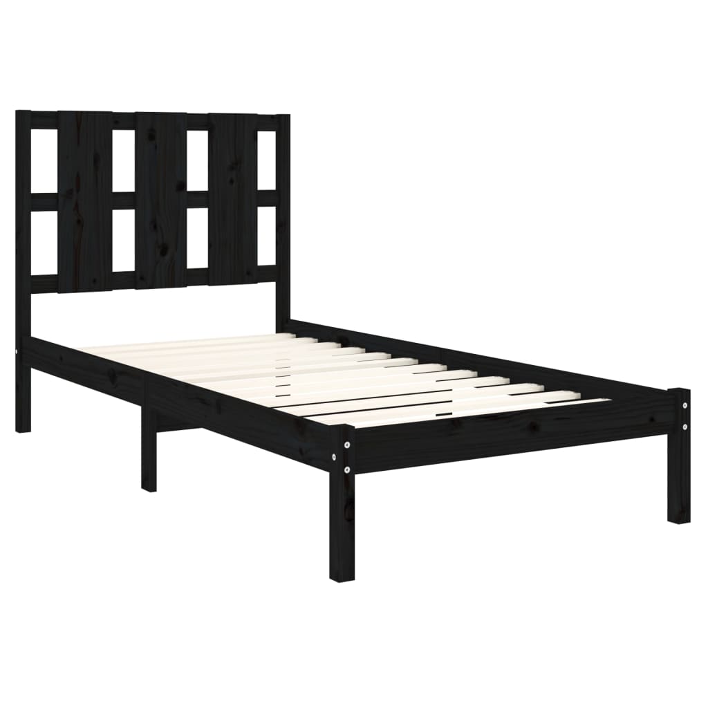 Bedframe massief grenenhout zwart 100x200 cm is nu te koop bij PeponiXL, paradijselijk wonen!