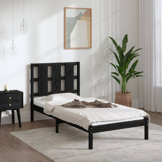 Bedframe massief grenenhout zwart 100x200 cm is nu te koop bij PeponiXL, paradijselijk wonen!