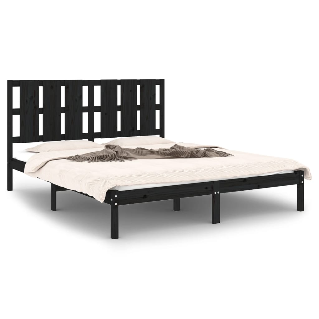 Bedframe massief hout zwart 150x200 cm is nu te koop bij PeponiXL, paradijselijk wonen!