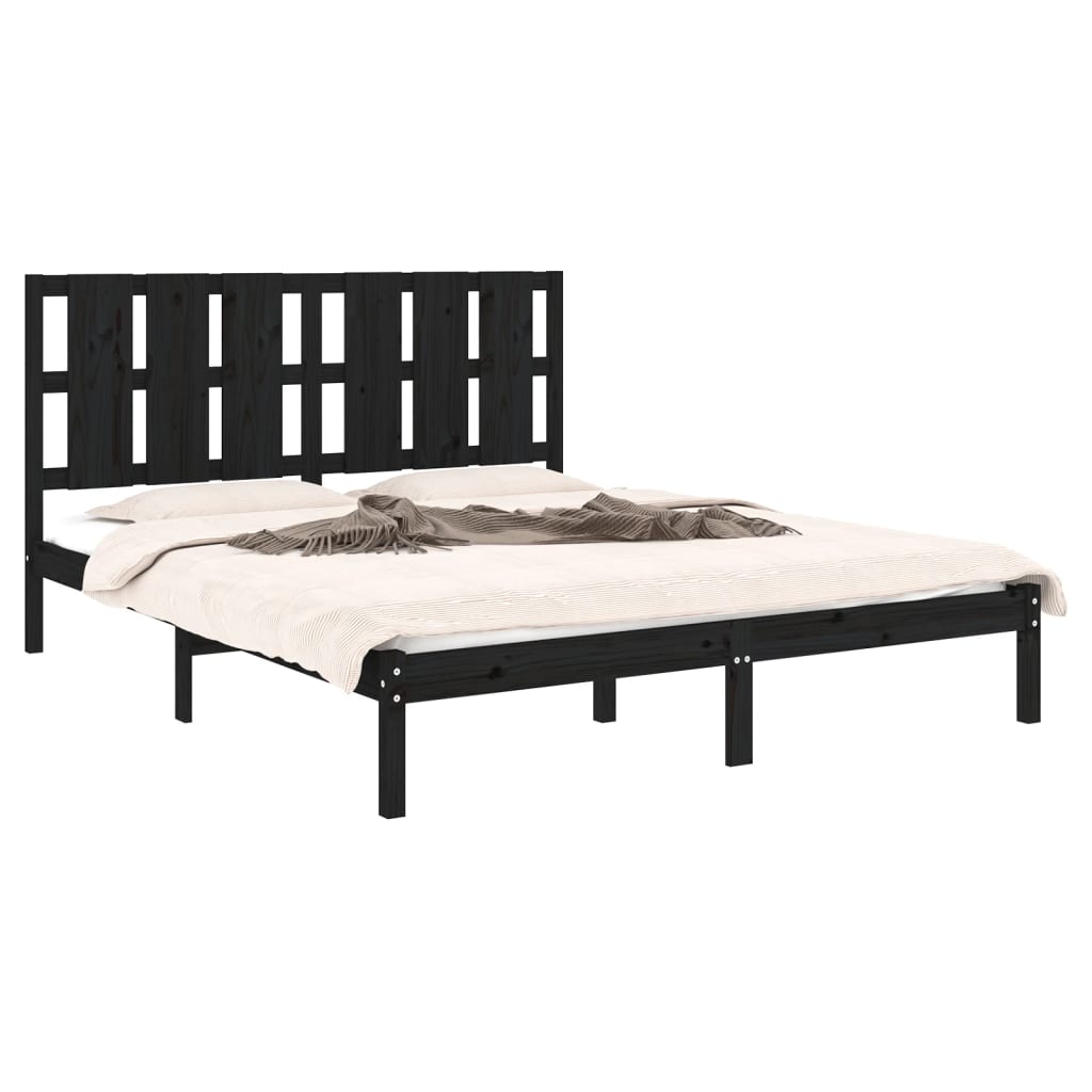 Bedframe massief hout zwart 150x200 cm is nu te koop bij PeponiXL, paradijselijk wonen!