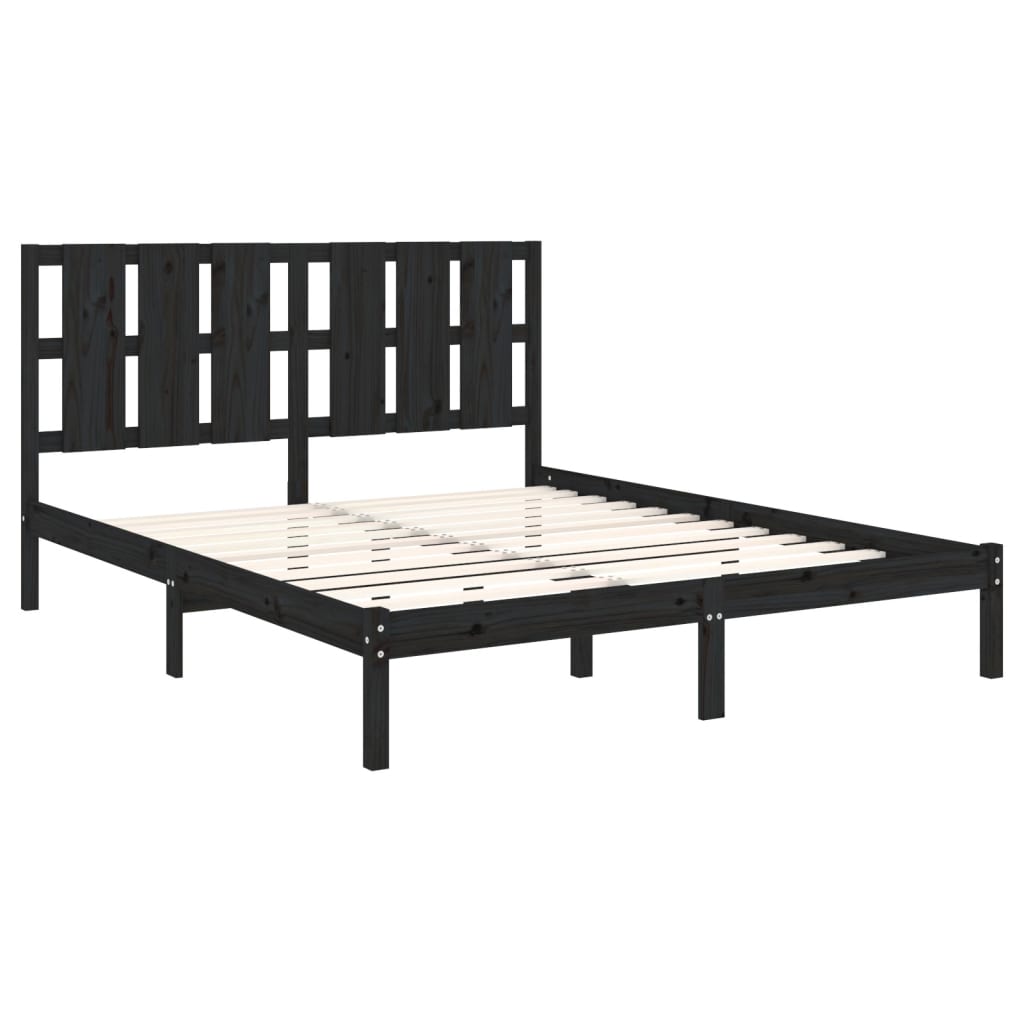 Bedframe massief hout zwart 150x200 cm is nu te koop bij PeponiXL, paradijselijk wonen!