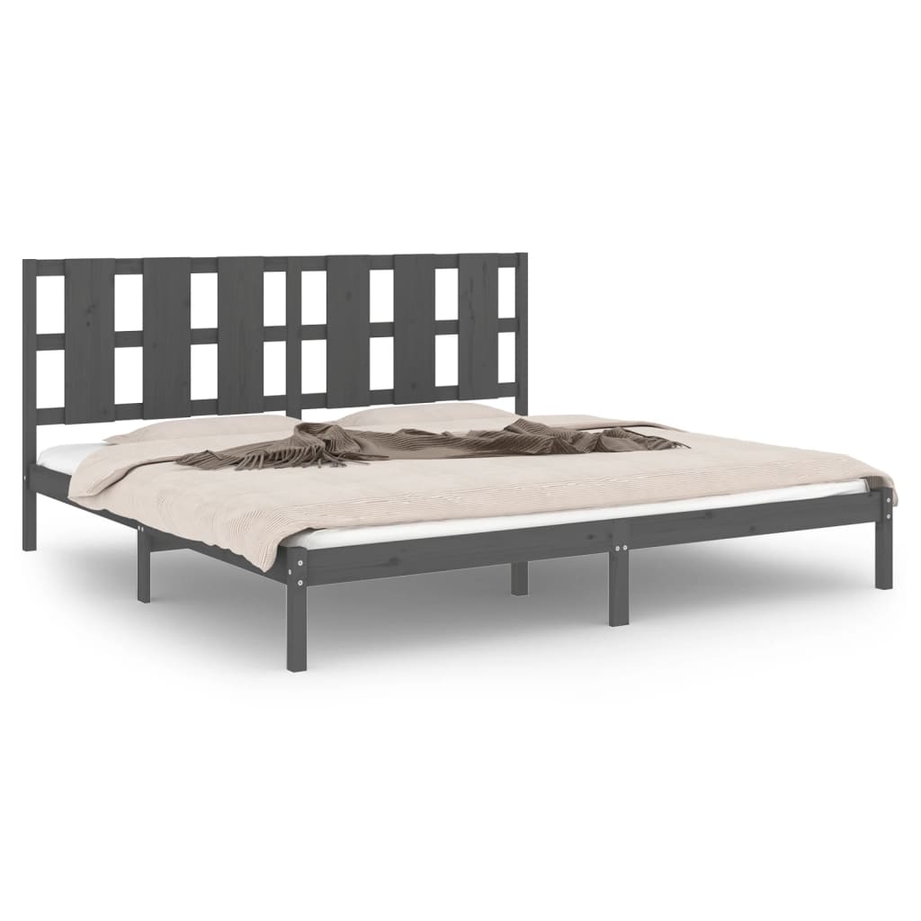 Bedframe massief grenenhout grijs 200x200 cm is nu te koop bij PeponiXL, paradijselijk wonen!