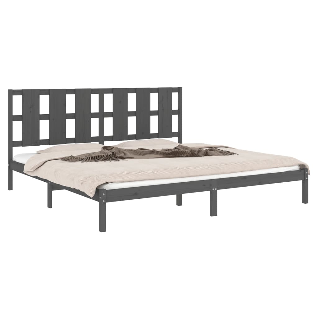 Bedframe massief grenenhout grijs 200x200 cm is nu te koop bij PeponiXL, paradijselijk wonen!