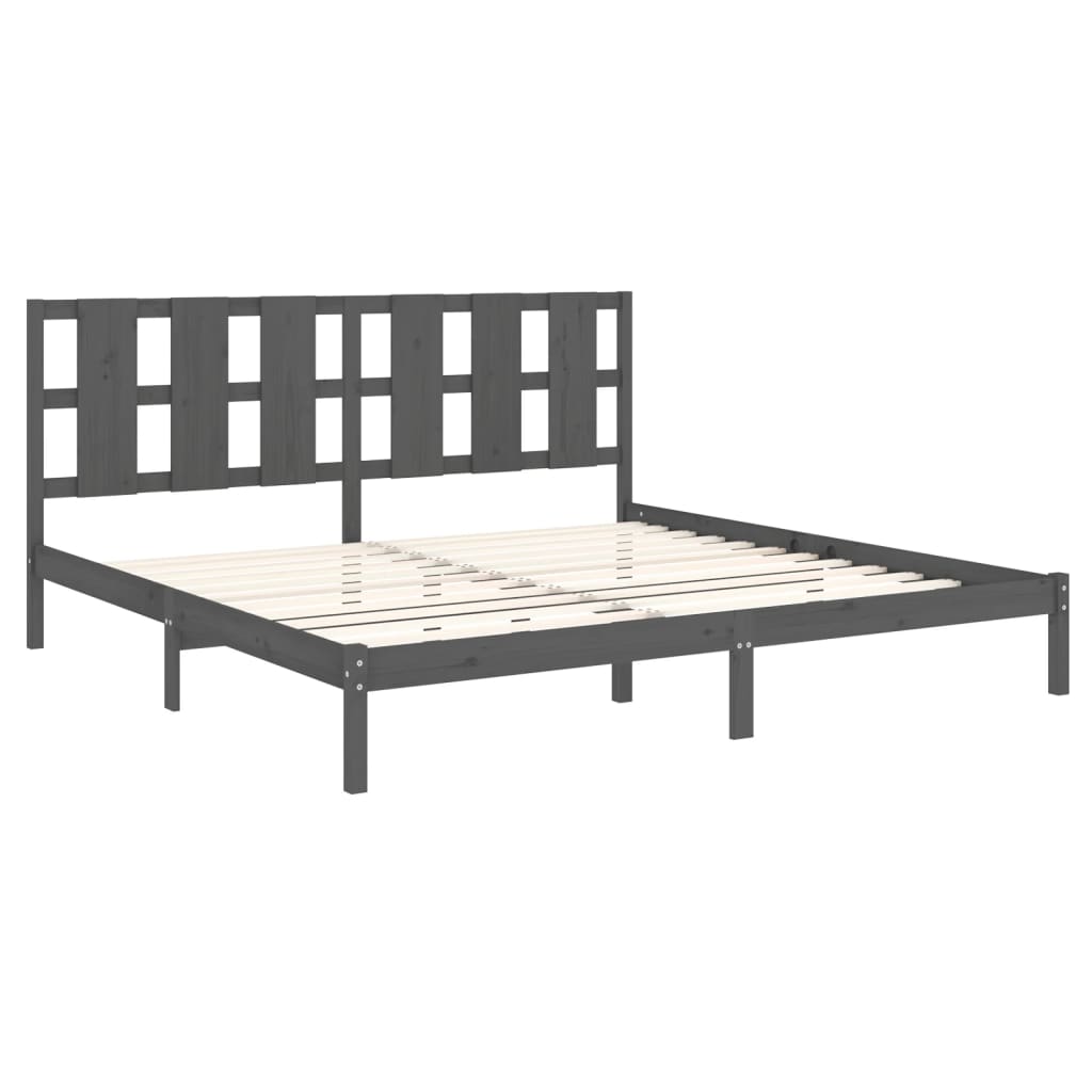 Bedframe massief grenenhout grijs 200x200 cm is nu te koop bij PeponiXL, paradijselijk wonen!
