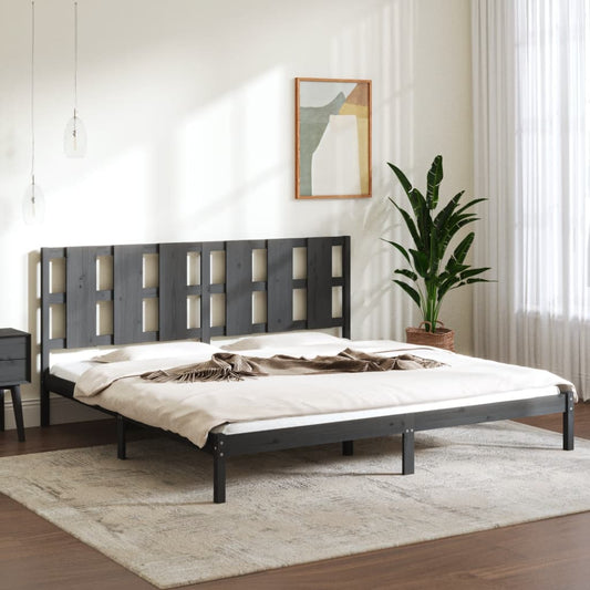 Bedframe massief grenenhout grijs 200x200 cm is nu te koop bij PeponiXL, paradijselijk wonen!