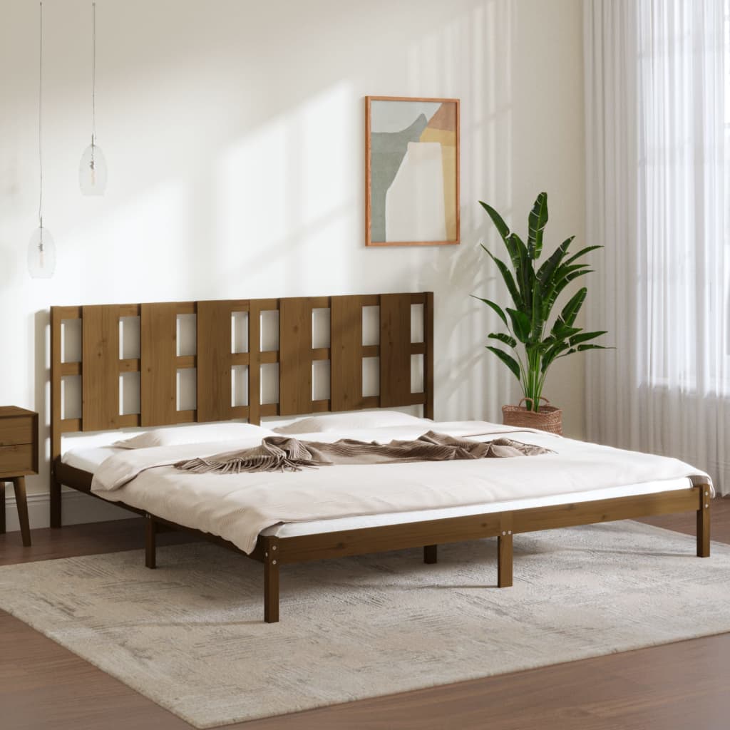 Bedframe massief grenenhout honingbruin 200x200 cm is nu te koop bij PeponiXL, paradijselijk wonen!