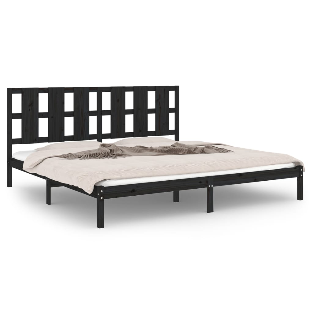 Bedframe massief grenenhout zwart 200x200 cm is nu te koop bij PeponiXL, paradijselijk wonen!