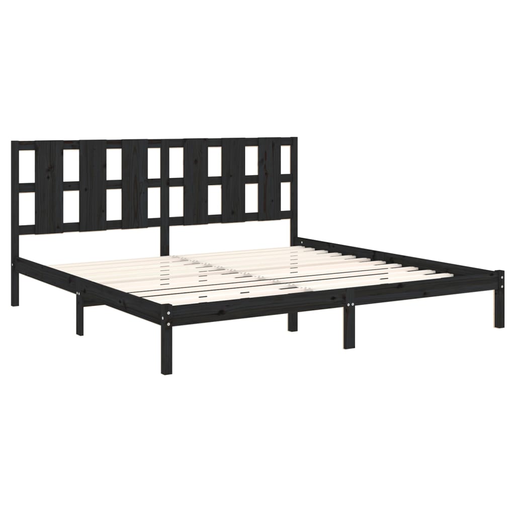 Bedframe massief grenenhout zwart 200x200 cm is nu te koop bij PeponiXL, paradijselijk wonen!