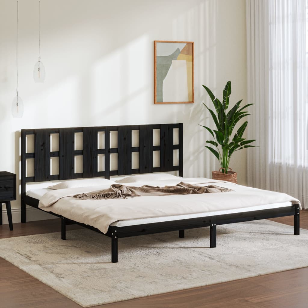Bedframe massief grenenhout zwart 200x200 cm is nu te koop bij PeponiXL, paradijselijk wonen!