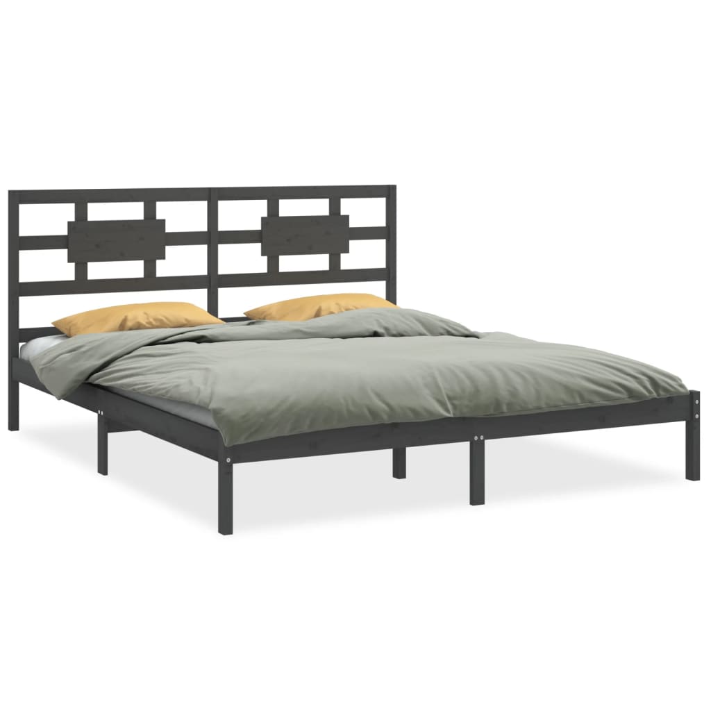 Bedframe massief hout grijs 200x200 cm is nu te koop bij PeponiXL, paradijselijk wonen!
