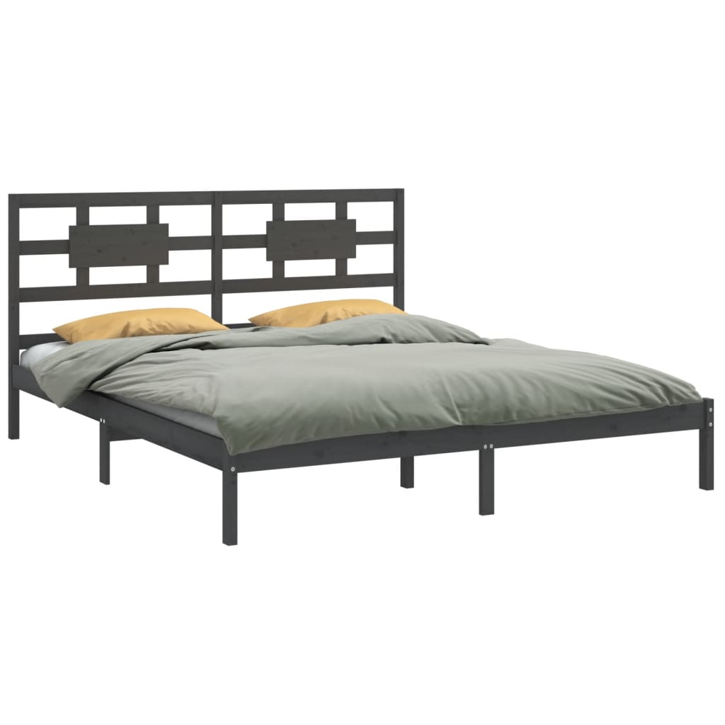 Bedframe massief hout grijs 200x200 cm is nu te koop bij PeponiXL, paradijselijk wonen!