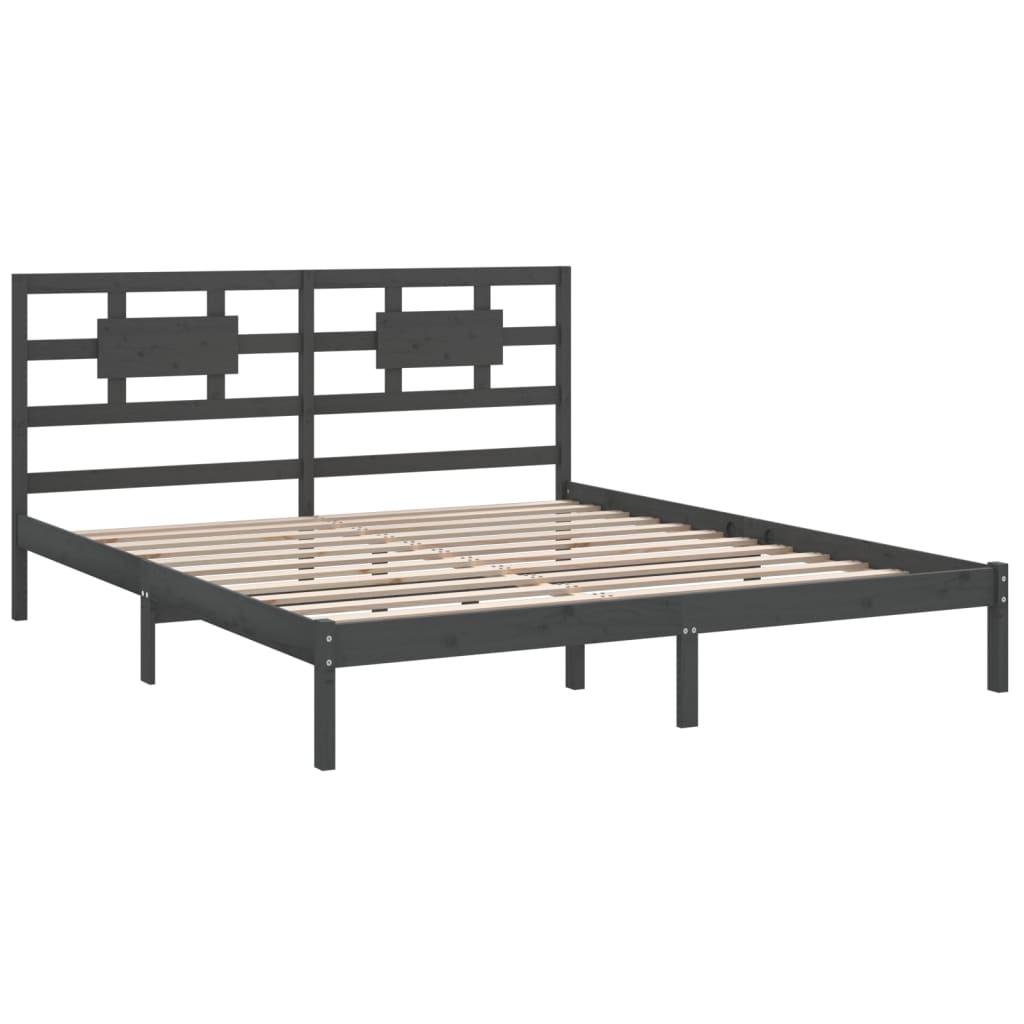 Bedframe massief hout grijs 200x200 cm is nu te koop bij PeponiXL, paradijselijk wonen!
