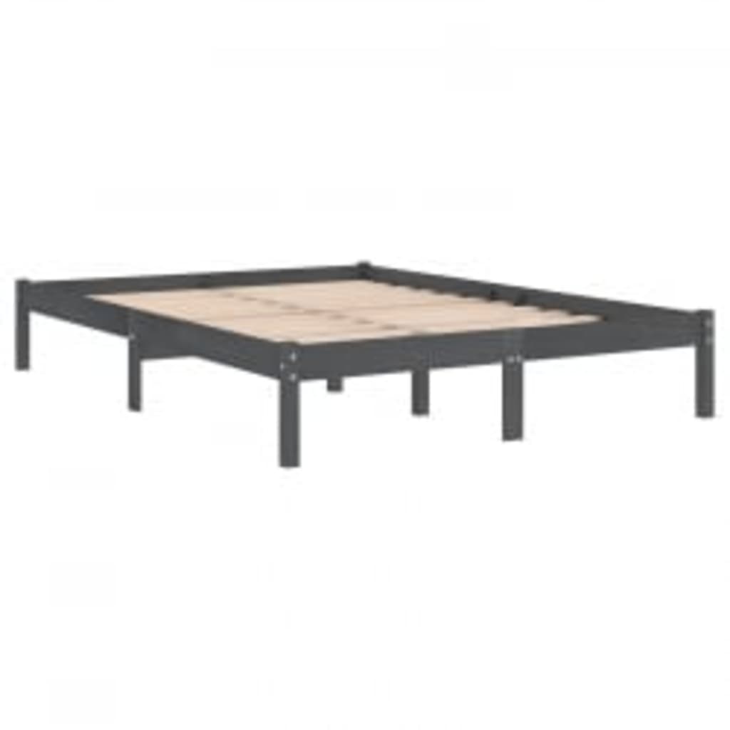 Bedframe massief hout grijs 200x200 cm is nu te koop bij PeponiXL, paradijselijk wonen!