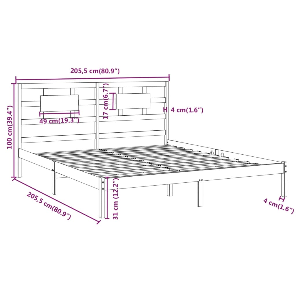 Bedframe massief hout grijs 200x200 cm is nu te koop bij PeponiXL, paradijselijk wonen!