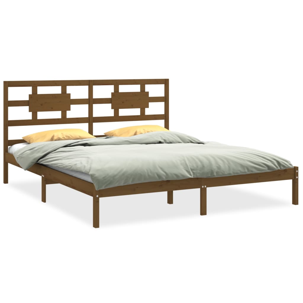 Bedframe massief hout honingbruin 200x200 cm is nu te koop bij PeponiXL, paradijselijk wonen!