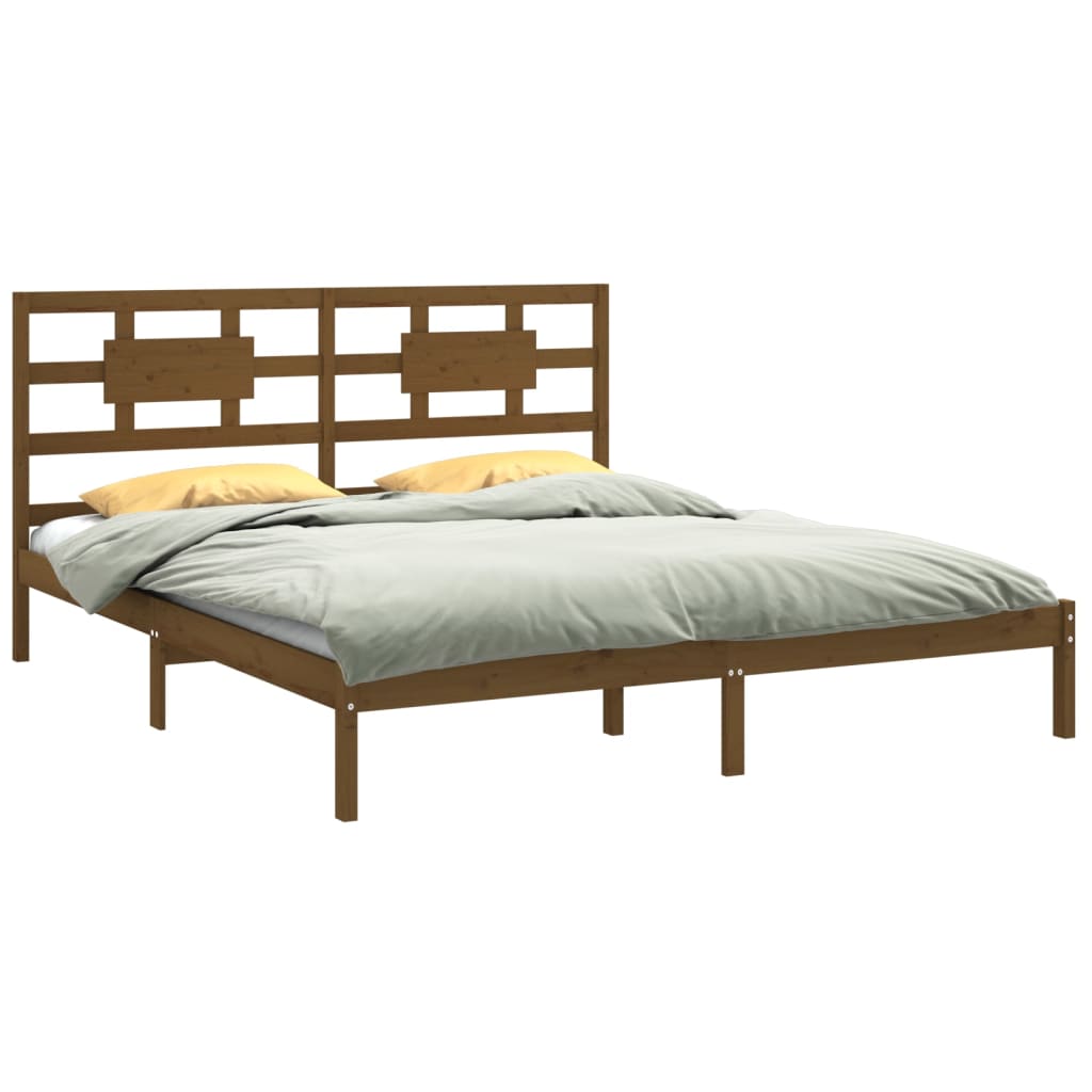 Bedframe massief hout honingbruin 200x200 cm is nu te koop bij PeponiXL, paradijselijk wonen!