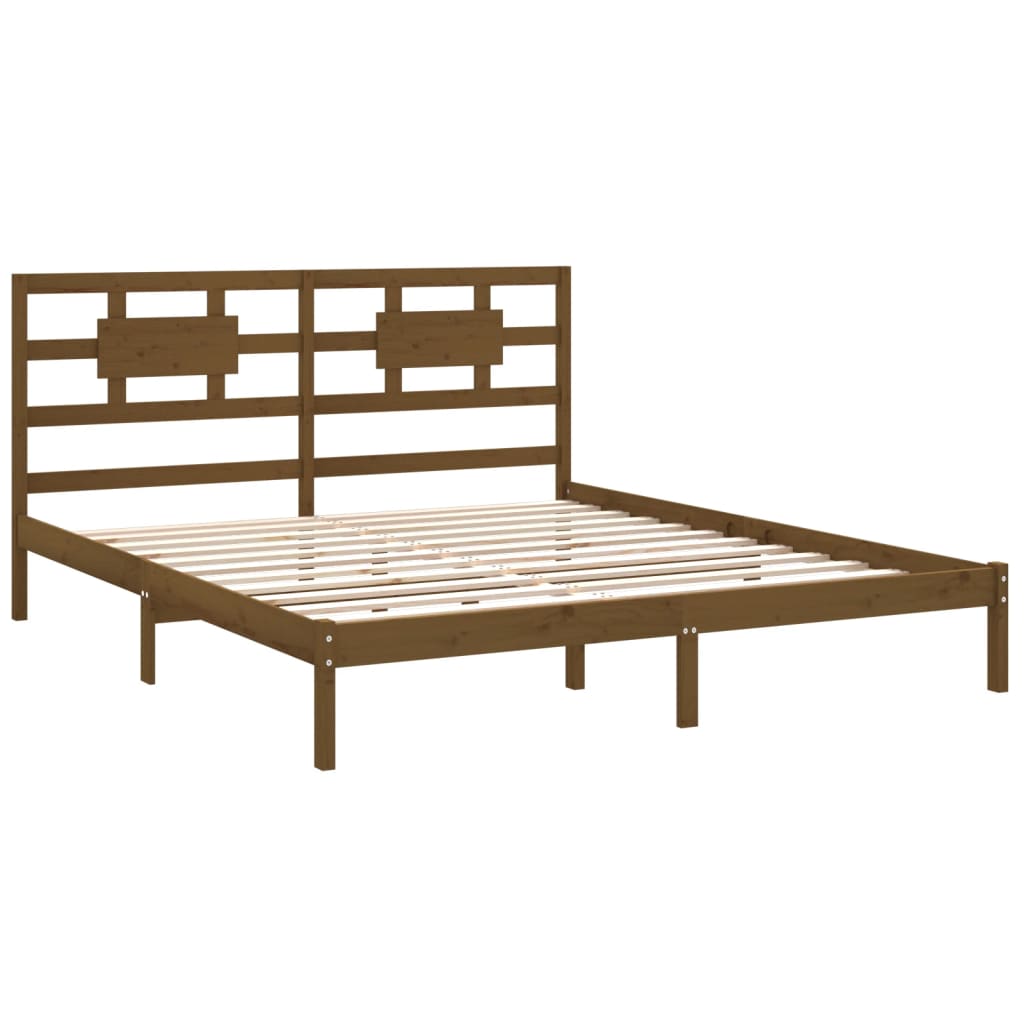 Bedframe massief hout honingbruin 200x200 cm is nu te koop bij PeponiXL, paradijselijk wonen!