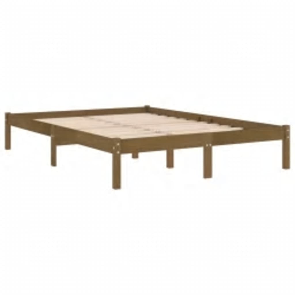 Bedframe massief hout honingbruin 200x200 cm is nu te koop bij PeponiXL, paradijselijk wonen!