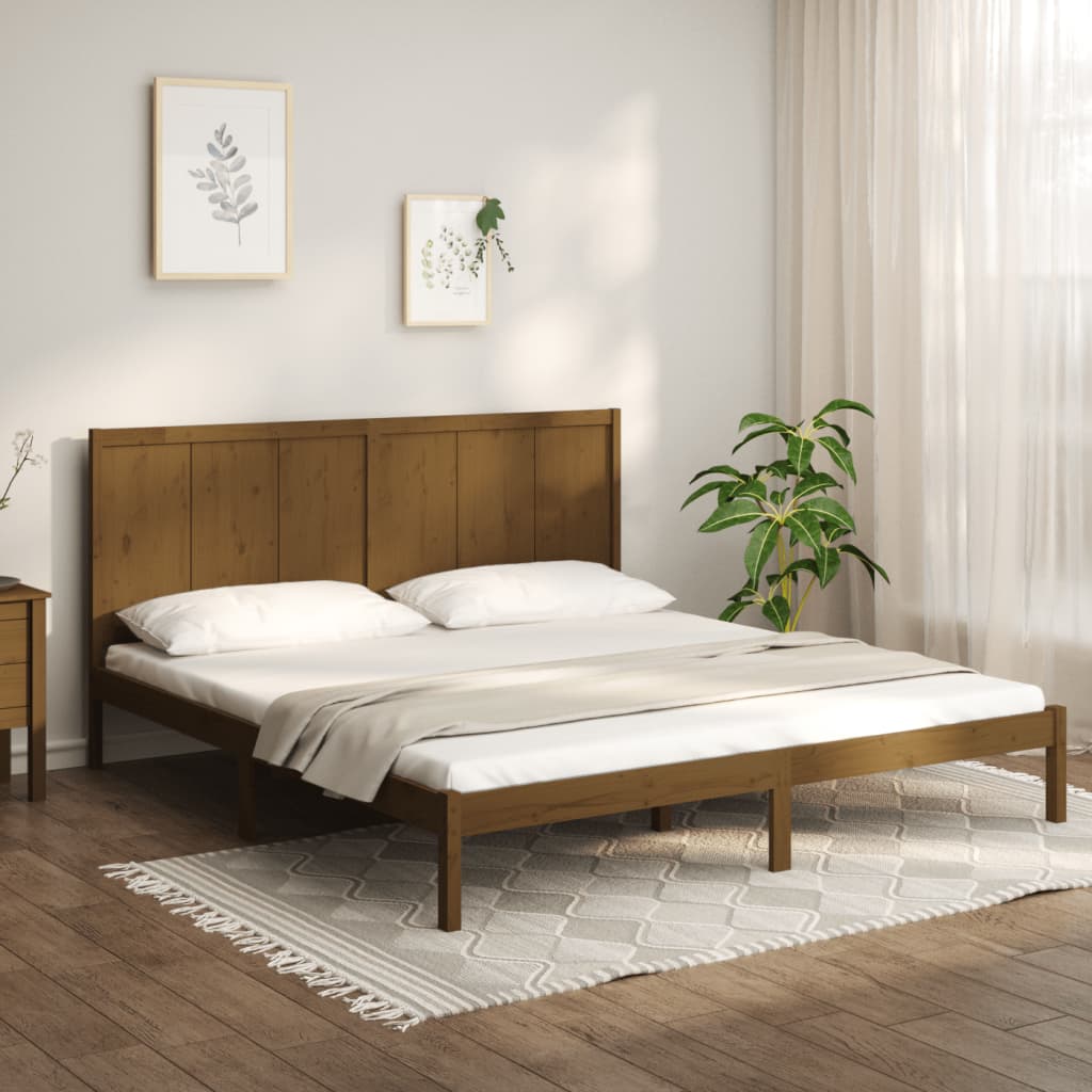 Bedframe massief grenenhout honingbruin 200x200 cm is nu te koop bij PeponiXL, paradijselijk wonen!