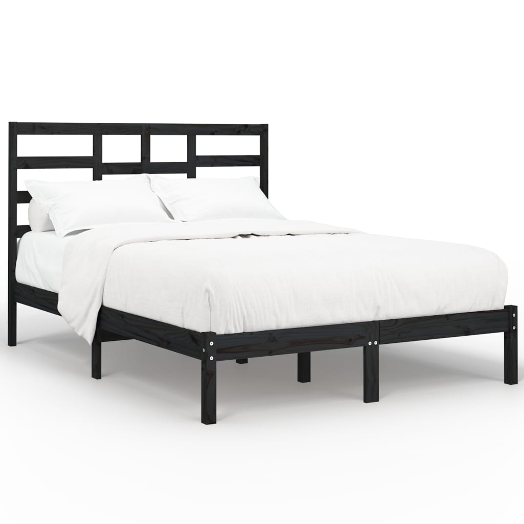Bedframe massief hout zwart 140x190 cm is nu te koop bij PeponiXL, paradijselijk wonen!