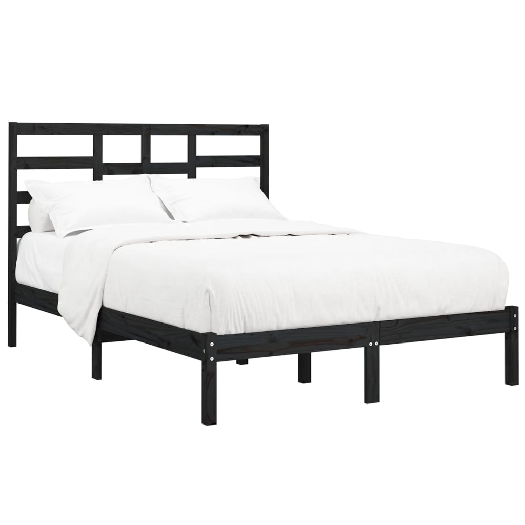 Bedframe massief hout zwart 140x190 cm is nu te koop bij PeponiXL, paradijselijk wonen!