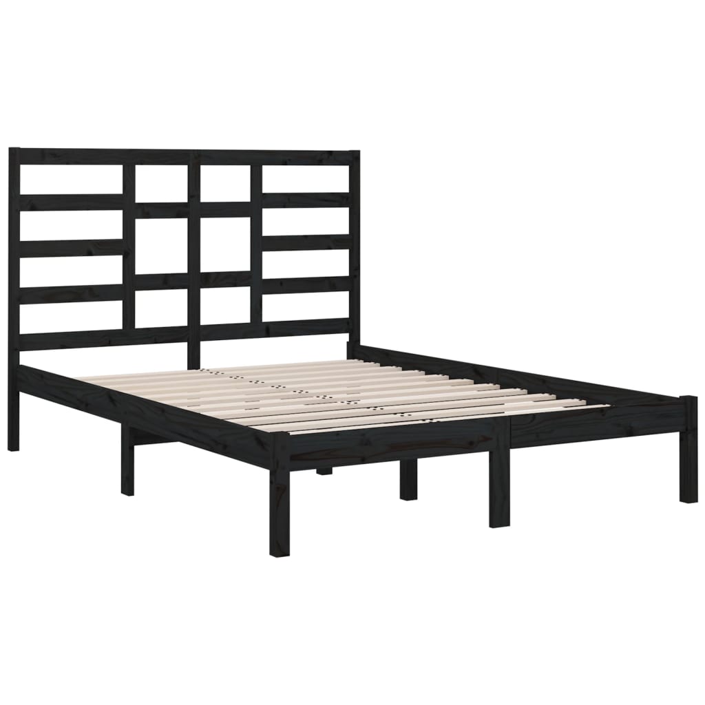 Bedframe massief hout zwart 140x190 cm is nu te koop bij PeponiXL, paradijselijk wonen!