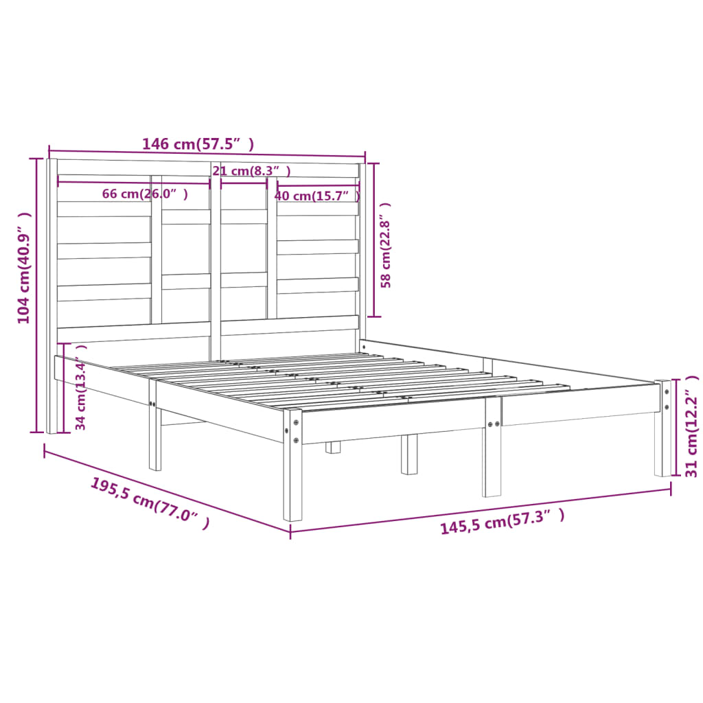 Bedframe massief hout zwart 140x190 cm is nu te koop bij PeponiXL, paradijselijk wonen!