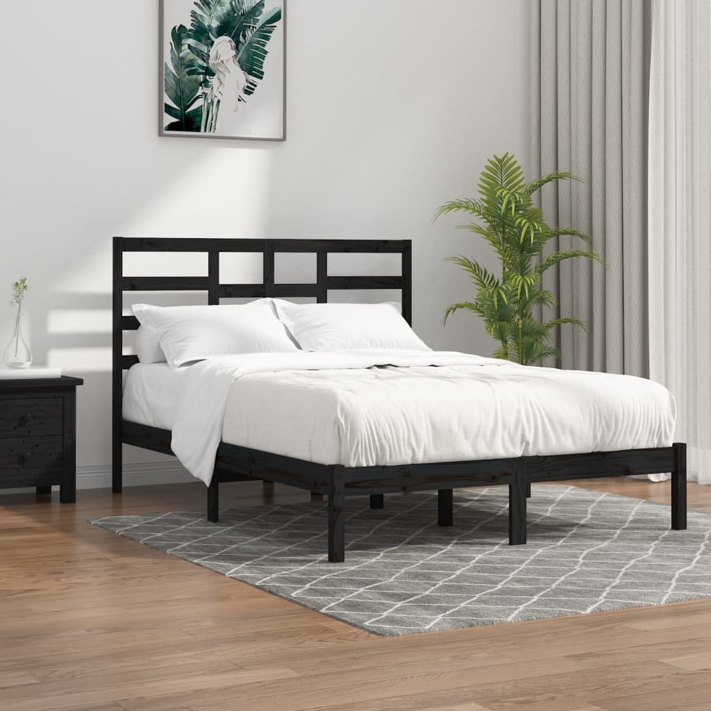 Bedframe massief hout zwart 140x190 cm is nu te koop bij PeponiXL, paradijselijk wonen!