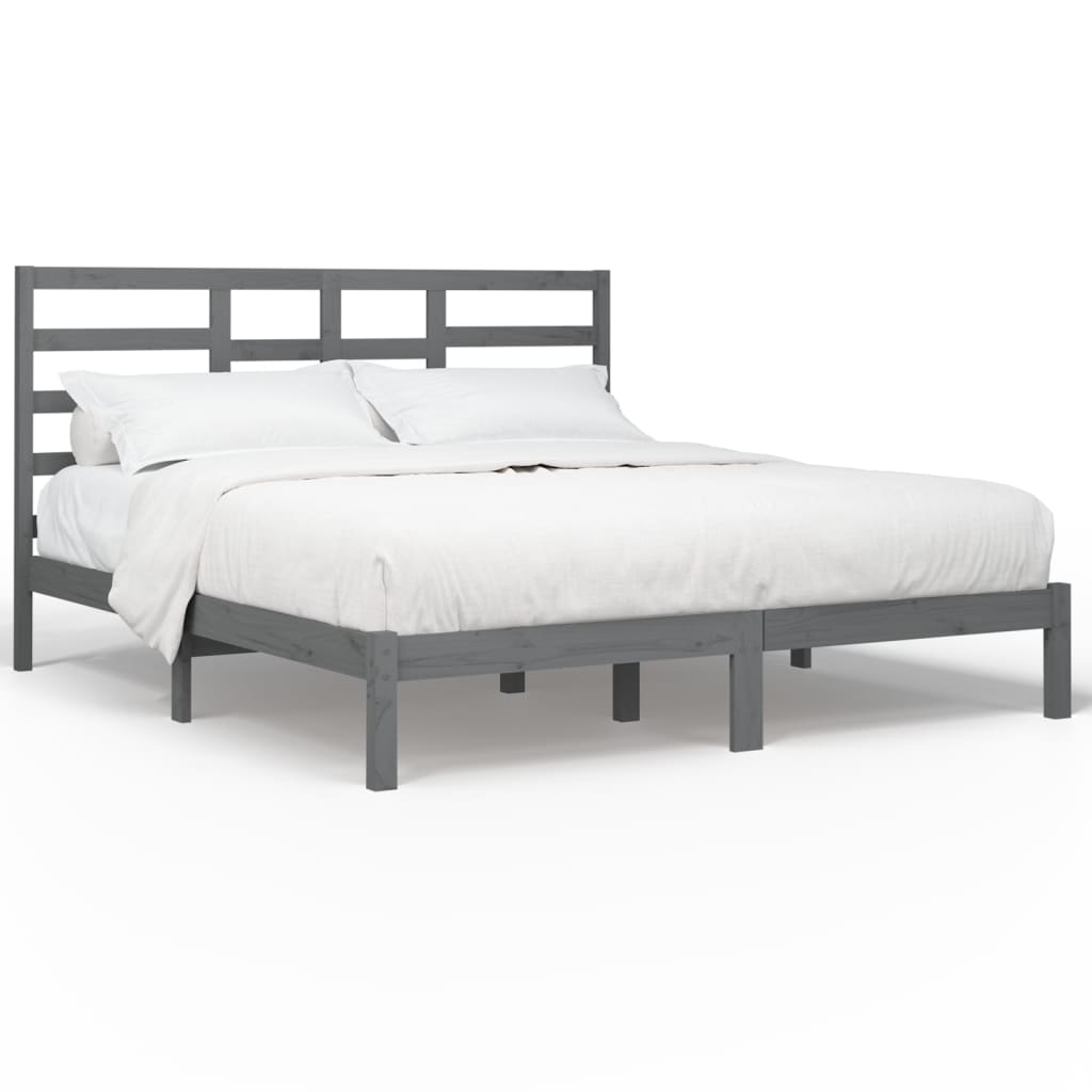 Bedframe massief hout grijs 200x200 cm is nu te koop bij PeponiXL, paradijselijk wonen!