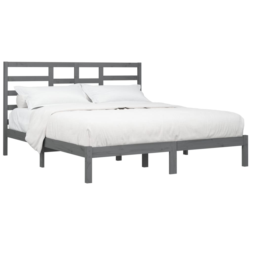 Bedframe massief hout grijs 200x200 cm is nu te koop bij PeponiXL, paradijselijk wonen!