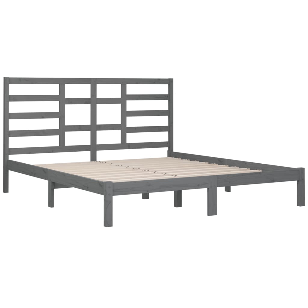 Bedframe massief hout grijs 200x200 cm is nu te koop bij PeponiXL, paradijselijk wonen!