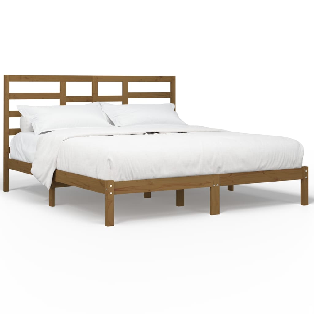 Bedframe massief hout honingbruin 200x200 cm is nu te koop bij PeponiXL, paradijselijk wonen!
