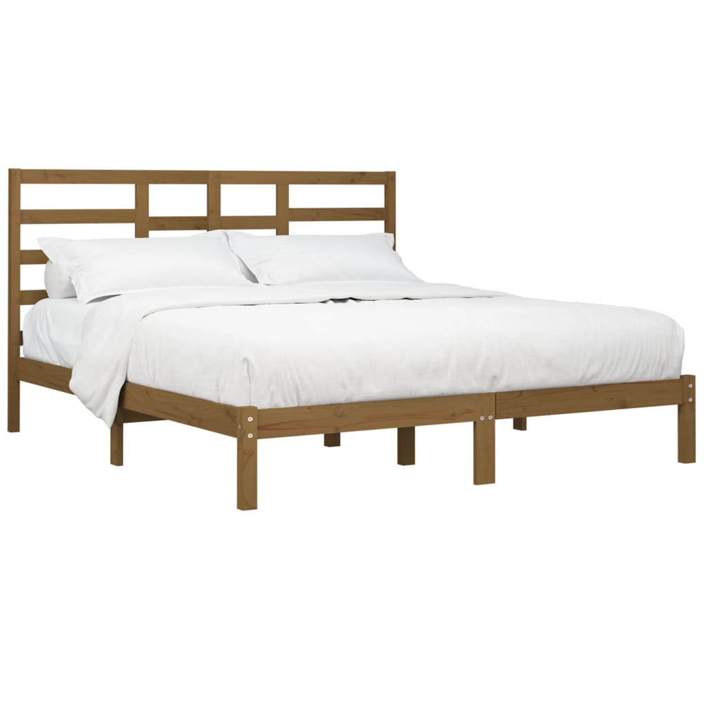 Bedframe massief hout honingbruin 200x200 cm is nu te koop bij PeponiXL, paradijselijk wonen!