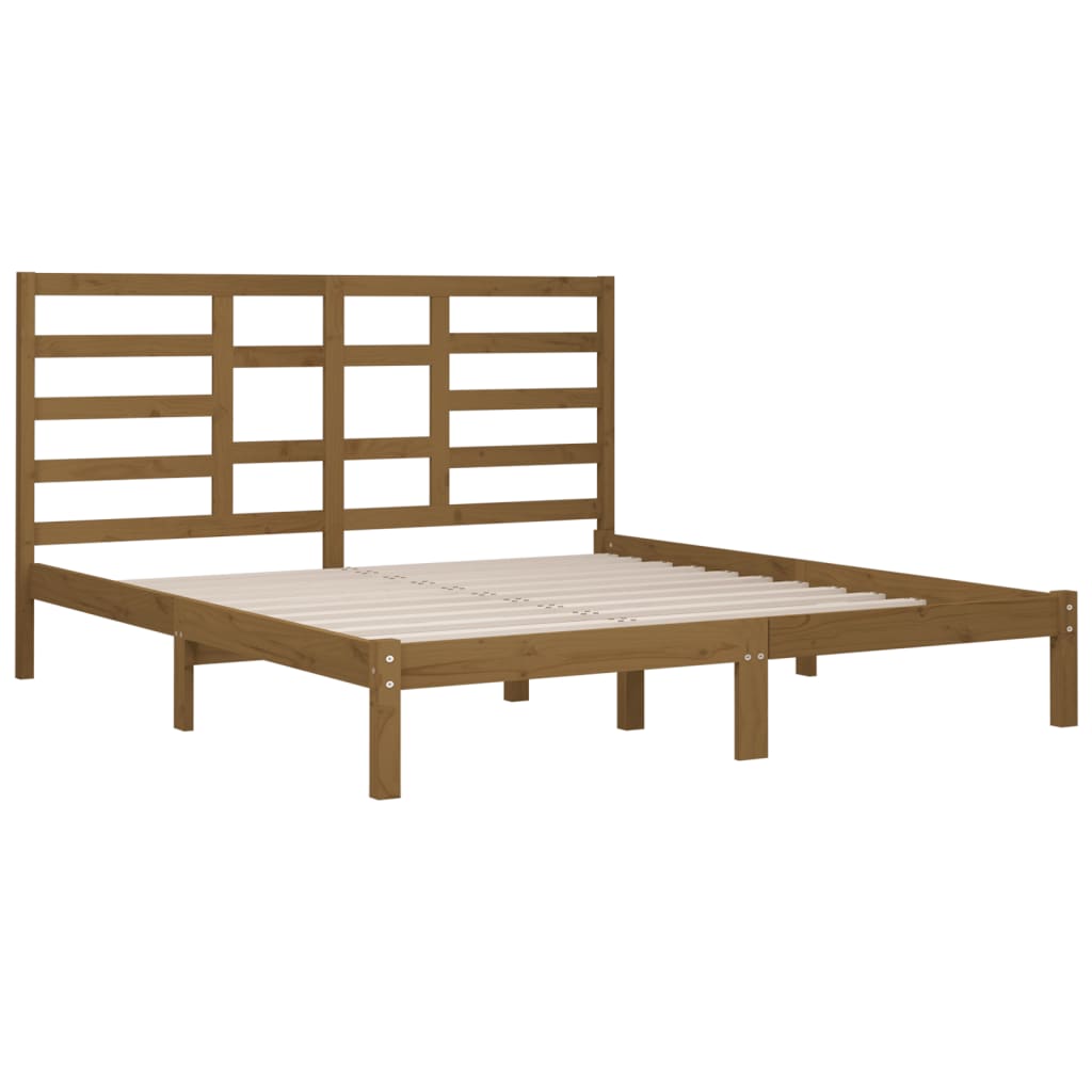 Bedframe massief hout honingbruin 200x200 cm is nu te koop bij PeponiXL, paradijselijk wonen!