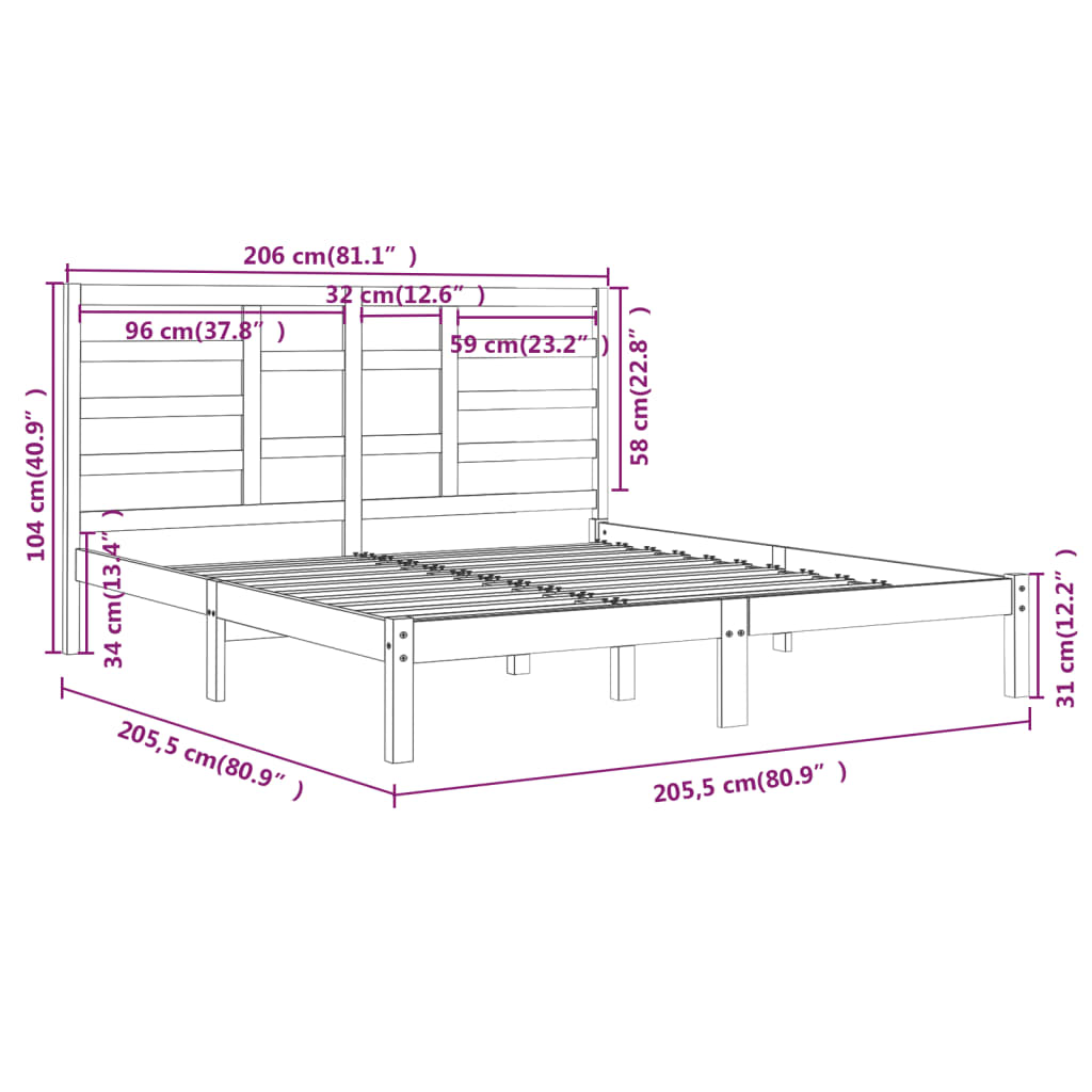 Bedframe massief hout honingbruin 200x200 cm is nu te koop bij PeponiXL, paradijselijk wonen!