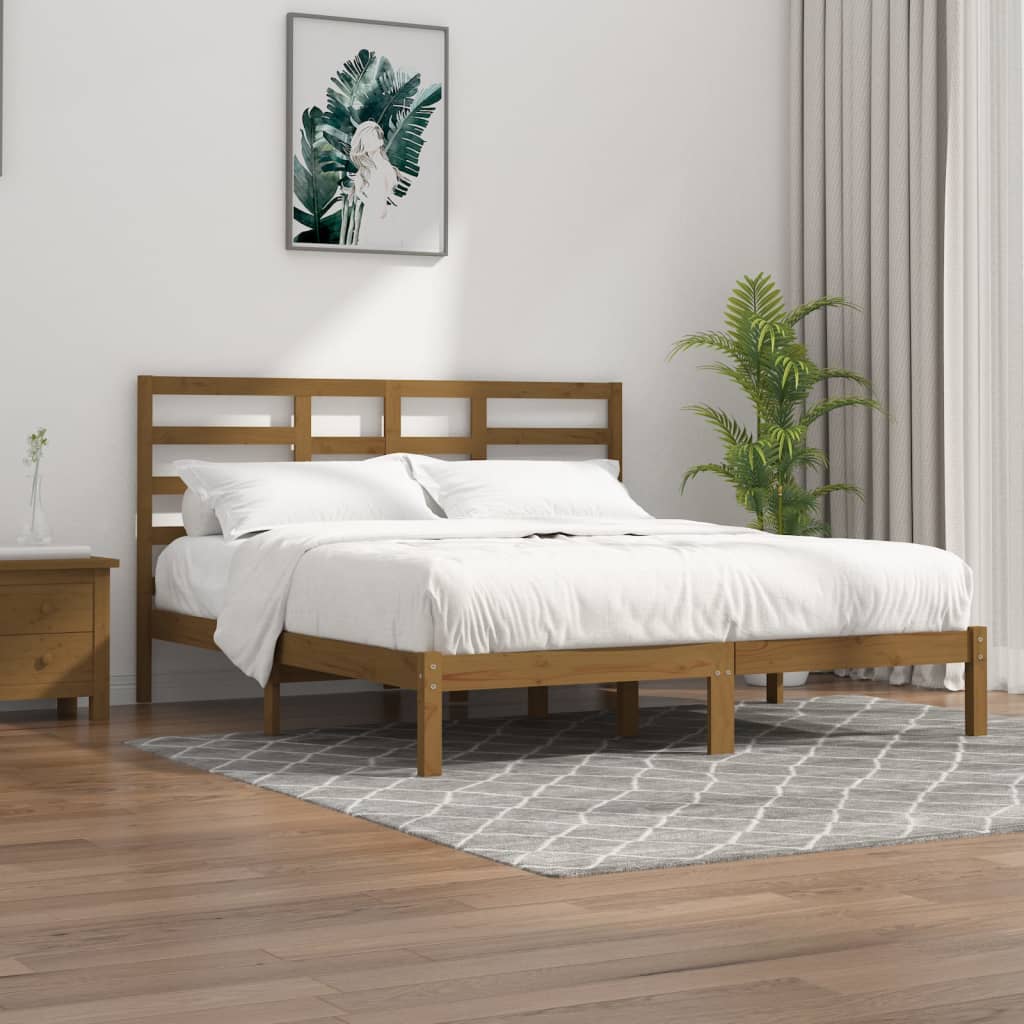 Bedframe massief hout honingbruin 200x200 cm is nu te koop bij PeponiXL, paradijselijk wonen!