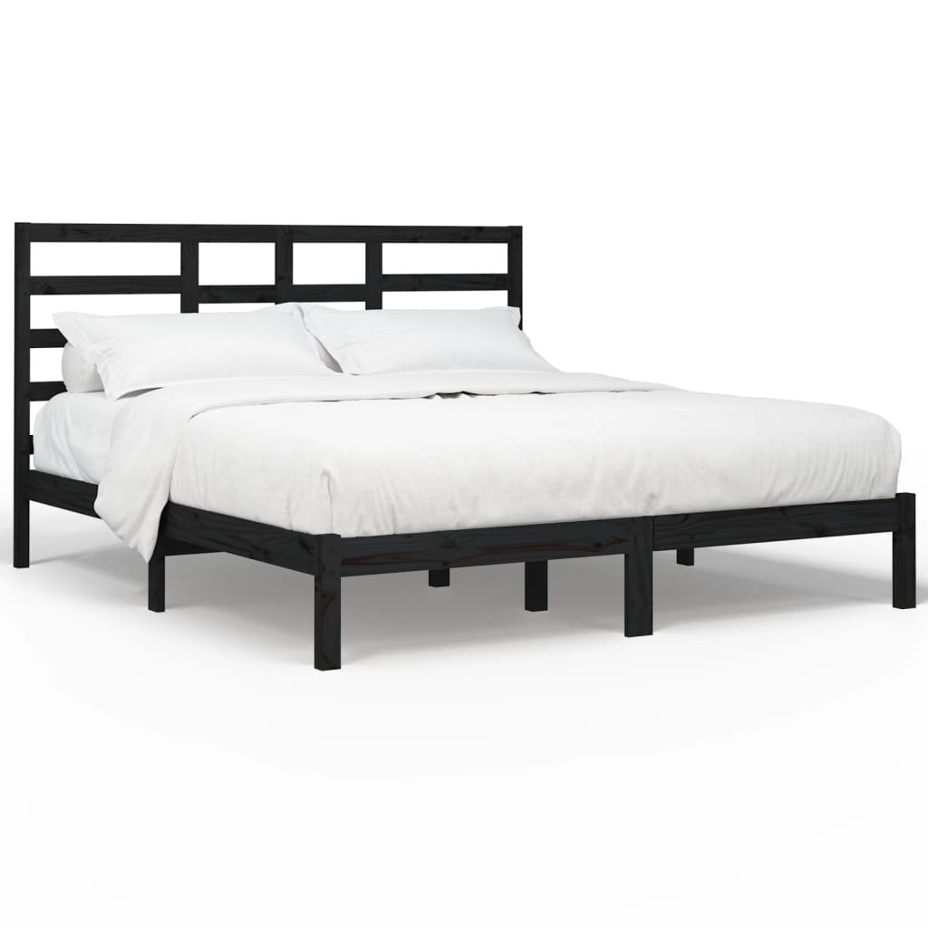 Bedframe massief hout zwart 200x200 cm is nu te koop bij PeponiXL, paradijselijk wonen!