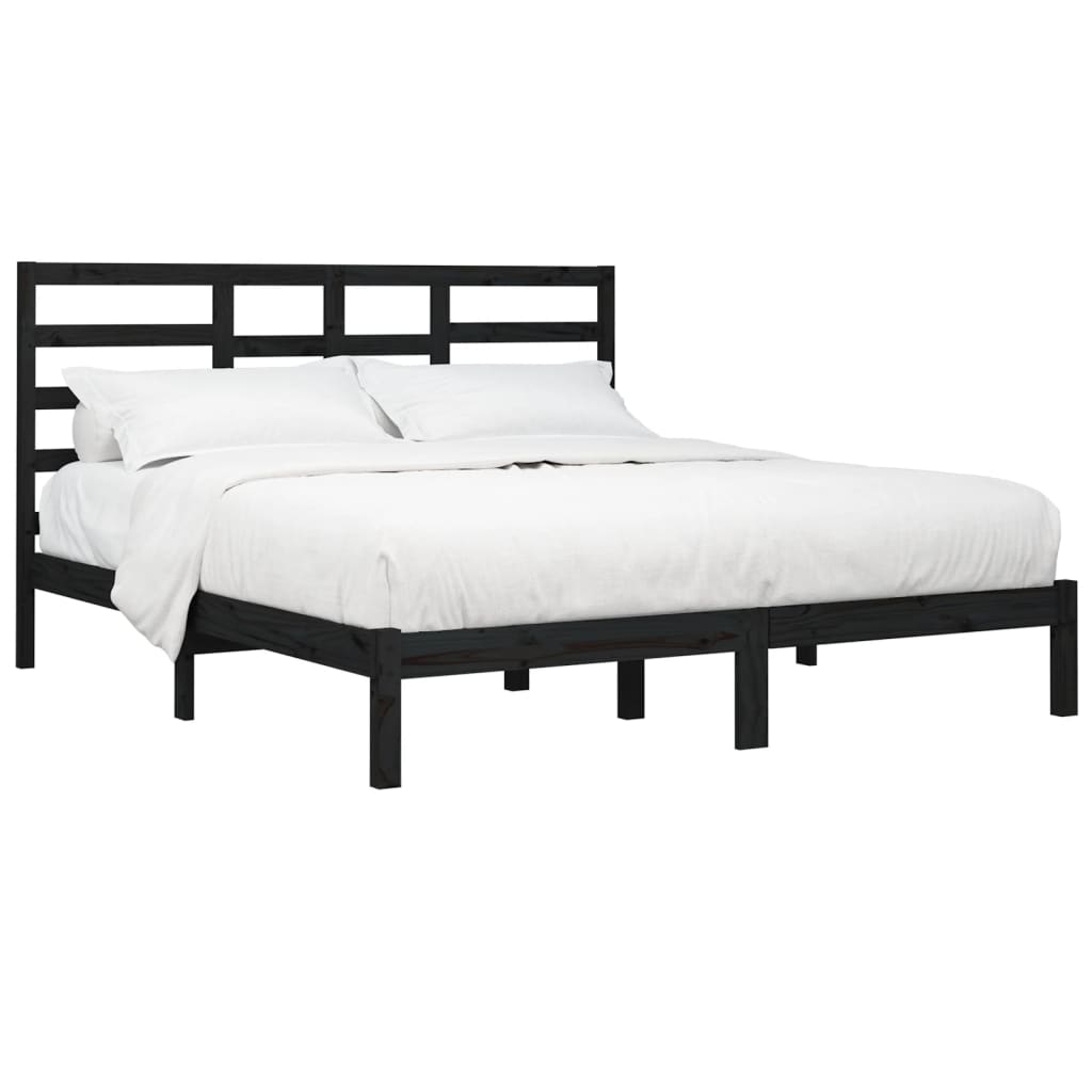 Bedframe massief hout zwart 200x200 cm is nu te koop bij PeponiXL, paradijselijk wonen!