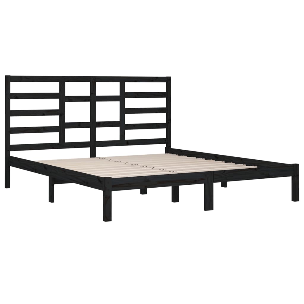 Bedframe massief hout zwart 200x200 cm is nu te koop bij PeponiXL, paradijselijk wonen!